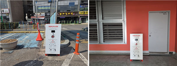 인천 남동구도시관리공단이 무인 공영주차장에 질식 소화포를 설치하며 차량 화재 대응 체계를 강화했다. (사진제공=남동구도시관리공단)