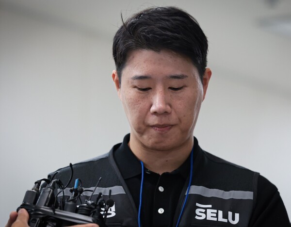 질문받는 삼성그룹 초기업노동조합 삼성전자지부 최승호 위원장. /연합뉴스