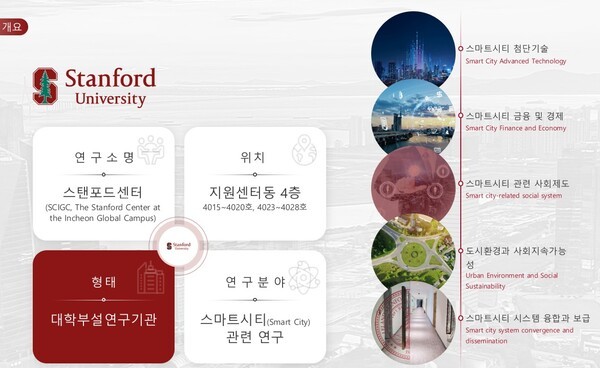 인천글로벌캠퍼스운영재단 홈페이지에 실린 한국스탠포드센터 소개 내용. /연합뉴스