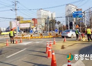 남양평IC 진입로 이동식 회전교차로 설치