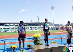 양평군청 육상부 손경미 선수, 전국체전 400m 여자 허들 금메달 획득