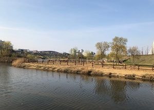 파주 운정호수공원 호수변에 목재울타리 설치
