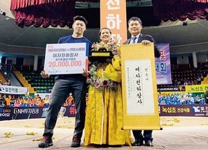 안산시청 소속 최희화, 2년 연속 천하장사 꽃가마