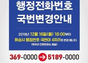 화성시 행정전화 국번 4자리 변경