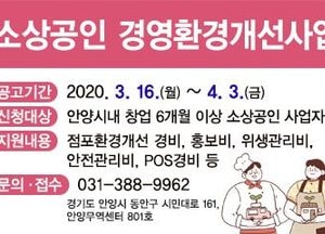 안양시, 소상공인 경영환경개선 3억원 투입