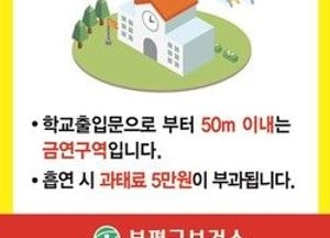 부평구, 지역 내 학교 86곳에 금연구역 표지판 설치