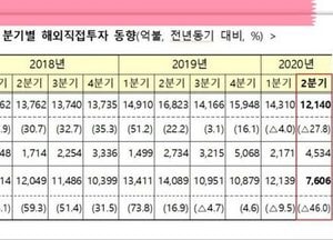 코로나19로 글로벌 위험성 커지자 올 2분기 해외직접투자액 줄어