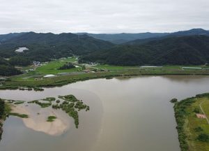 [포토] 여주, 장맛비가 만든 합수머리 "물 색깔"