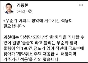 김종천 “무순위 '줍줍' 과천주민에게 더 많은 당첨 기회 줘야”