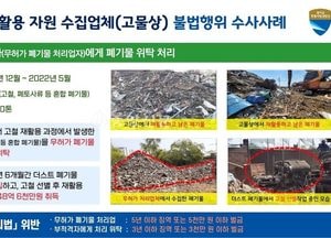 폐기물 2만7000톤 무허가 수집 사업장 68곳 적발···道 특사경, 고물상 360곳 수사