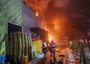 평택 진위면 농산물 가공공장서 새벽 불, 6시간40분 만에 꺼져
