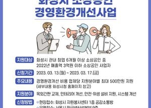 화성시, 오는 13일부터 소상공인 경영환경개선 사업 모집