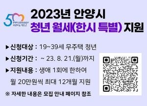 안양시 ‘청년 월세 지원’ 만 19~39세 대상 월 최대 20만원씩 12개월 지원