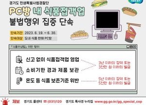 경기도특사경, PC방 내 식품접객업 불법행위 집중 단속