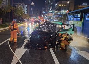 의정부 민락로 달리던 승용차서 불, 인명피해 없어