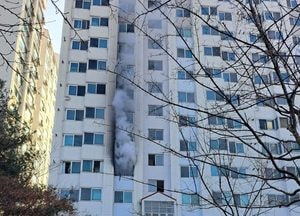 안성 금광면 아파트서 불, 난간에 매달려 있던 40여 여성 무사히 구조