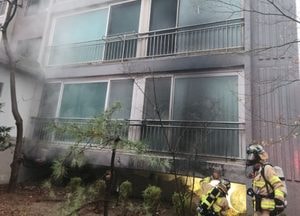 성남 아파트 경비원 지하 숙소서 불, 2명 연기 흡입