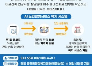 경기도, 올해 AI노인말벗서비스 지원 대상 1천명서→ 5천명으로 확대