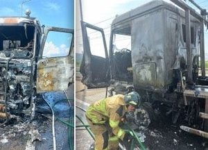 인천공항고속도로 달리던 덤프트럭서 불…교통정체 극심