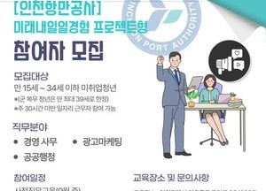 인천항만공사, 내달 13일까지 '청년 일경험' 사업 참여자 모집