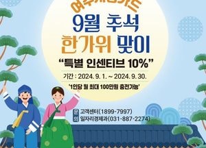 여주시, 추석맞이 ‘여주사랑카드 9월 특별 인센티브’ 10% 지원키로
