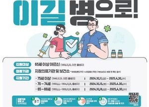 경기도, 20일부터 인플루엔자 예방 무료 접종…어린이·임신부·65세 이상