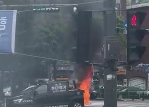 용인 기흥구 도로서 차량 불, 13분 만에 진화