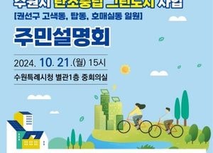 ‘수원시 탄소중립 그린도시 사업’ 주민설명회 열린다...오는 21일 시청 중회의실서