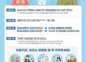 양주시, 만 65세 시민 대상 ‘폐렴구균 무료 예방접종’ 지원…치사율 60~80%까지 증가