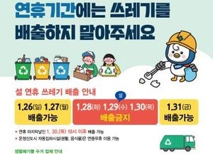 파주시, 설 연휴 28일부터 30일까지 쓰레기 수거 중단…환경미화원 휴무 보장