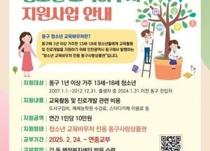 인천 동구, 청소년 교육바우처 2025년도 사업 개시…1년 이상 거주, 13세부터 18세 청소년