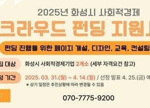 화성특례시, 사회적경제기업 판로 확대 ‘크라우드펀딩’ 지원...내달 14일까지 신청 접수