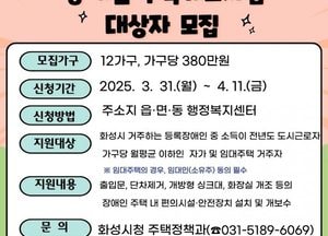 화성특례시, 저소득 장애인 주택개조사업 대상자 모집...가구당 최대 380만원 지원