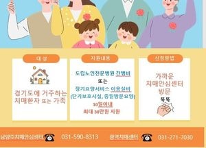남양주시 ‘치매가족돌봄 안심휴가제’ 운영...도립노인전문병원·요양시설 이용료 지원
