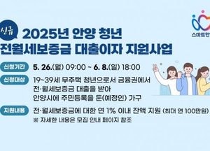 안양시 ‘청년 전월세보증금 대출이자 지원사업’ 금융기관 제한 없앤다...대출잔액 최대 1% 100만원까지 지급