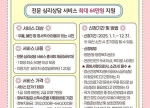 안산시, 정서적 어려움 시민에 최대 64만원 심리상담 지원