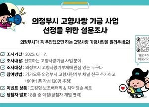 의정부시, 고향사랑기금 활용 신규사업 발굴 나서…오는 7월까지 시민 설문 진행