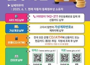 의정부시, 상반기 자동차세 119억원 부과…10만원 이하는 일괄 부과