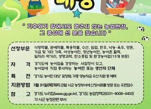 경기도 ‘농어민대상’ 신청자 모집...15개 부문 20명 선발 다양한 혜택 제공