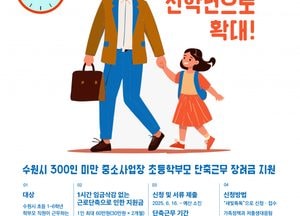 수원시 ‘중소사업장 초등학부모 10시 출근제’ 장려금 지원 대상 ‘초등 전학년’으로 확대