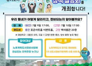 경기도 ‘노후계획도시 찾아가는 정책 설명회’ 개최...9일 용인·10일 고양서 정비 방향·비전 공유