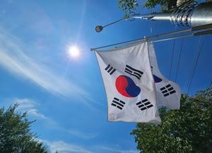 80주년 광복절 사흘 앞 휘날리는 태극기
