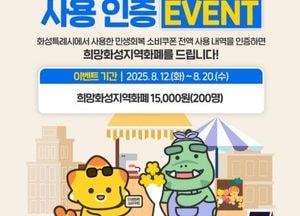 화성특례시, 민생회복 소비쿠폰 후기 이벤트 운영...200명 추첨 지역화폐 1만5000원 지급
