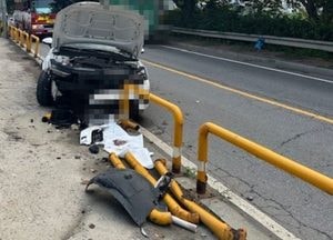 광주 초월읍 도로서 승용차 가드레일 충돌사고, 인명피해 없어