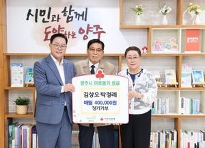 참전유공자 김상오·박정례 부부, 양주시에 매월 성금 기탁