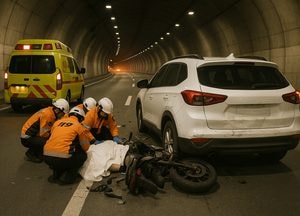 양평 용문터널서 SUV, 오토바이 추돌…60대 운전자 숨져