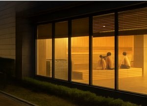 5성급 리조트 사우나 내부가 외부 산책로에서 훤히 보여 논란