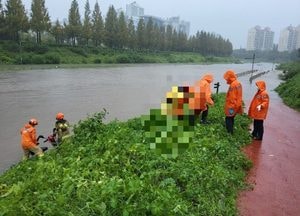 안산 폭우로 불어난 하천에 90대 고립…소방 신속 구조