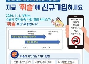 수원시, 주차단속 사전 알림 서비스 ‘휘슬’ 도입...전국 지자체 100곳 통합 제공