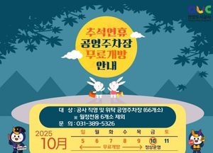 안양시, 추석 연휴 5~9일 공영주차장 66곳 무료 개방